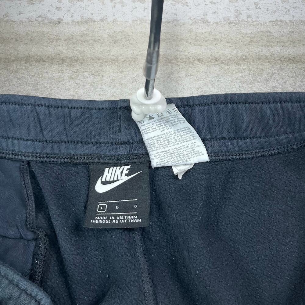 Vintage Y2K Nike Sweat Shorts Mens L Baggy Fit Jet Black White 10" Inseam Cotton - Picture 4 of 4